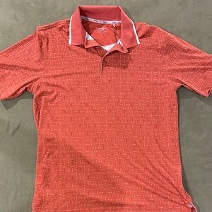 Walter Hagen Coral Short-Sleeve Polo with Subtle Golf club Print